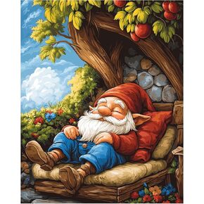 Arnlrdya gnome الطلاء بأرقام للبالغين ، gnomes باستخدام طلاء آلة الخياطة بواسطة مجموعات الأرقام ، جنوم خياطة لوحة أكريليك لحاف لديكور المنزل (16 × 20inch ، unframe)