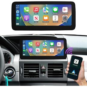 NINETOM 12.3 inch Touchscreen Wireless CarPlay Android Auto Multimedia Car Radio Receiver for Mercedes Benz GLK Class X204 with NTG4.0 System (2008-2012)
