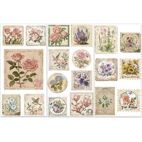PLIGREAT 3 Sheets Vintage Rub on Transfer for Crafts Retro Floral and Bird Rub on Transfer Decals Furniture Stickers for DIY Home Wood Wardrobe Cabinet Table Decoration Old Furniture Renovation Decor