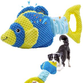 لعبة Tug of War Dog Toy ، ألعاب كلب صاخبة للمضغرين العدوانيين ولعب جرو السمك التفاعلي مع ورق مترجح لإبقائهم مشغولين