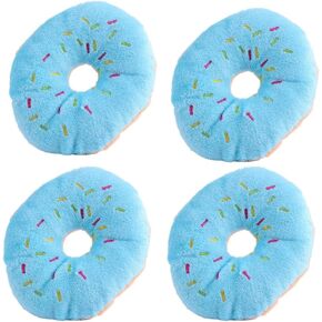 4 PCS Donut Shape Plush Blue Pet Toy ، لعبة صوتية صاخبة جميلة على شكل Donut على شكل لعبة Pet Toy Toy Sceeky Plush Dog Toy Blueberry Speceaky Plush Dog Toy Technology Technology Technology Squeak
