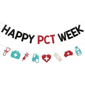 Banner Happy PCT Week - ديكور أسبوع تقدير معاهدة التعاون بشأن البراءات ، فني رعاية المرضى ، زخارف الأسبوع الأزرق الأحمر