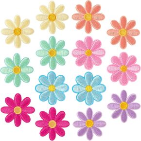 14 PCS زهرة الحديد على البقع ، 7 ألوان ديزي زهرة المطرزات ، 1.57 بوصة خياطة لطيف على بقع للسترات ديي ، الجينز ، الحقائب ، الملابس
