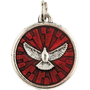 Come Holy Spirit Dove Confirmation Medal Pendant, 3/4 Inch