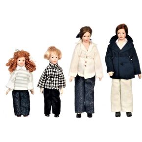 Aztec Imports, Inc. Dollhouse Miniature Doll Family, Modern Outfits, Set of 4 #G7672