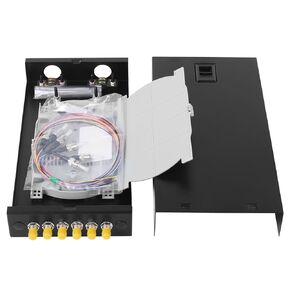 2-Pack ST-UPC 6 Simplex 6 Port Wall Mount Fiber Enclosure with Splice Tray Singlemode ST-UPC Kit (Includes 1.2 Meter Pigtail and Fiber Coupler)