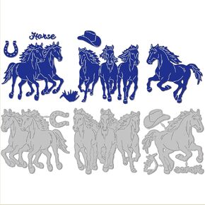 GLOBLELAND Horse Cutting Dies for DIY Scrapbooking Metal Horse, Horseshoe, Cowboy Hat Die Cuts for Card Making, Embossing, Photo Album Craft Decor