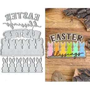 12pcs Easter Bunny Frame Metal Die Cuts, Easter Bunny Rabbit Metal Cutting Dies Cut Stencils Card Paper Craft DIY Template Metal Cutting Dies Album Embossing Paper Dies for Card Making Scrapbooking