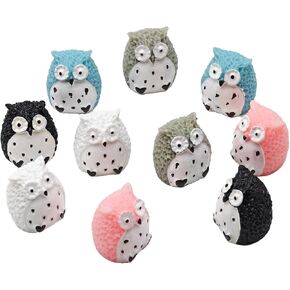 10 PCS Mini Resin Owl Set ، Mini Birds Dollhouse Miny Owl Prottions ، Mini Bird Resin Animals Decoration ، Exclued Stuff Association for Party ، Cake ، Fairy Garden Decorations