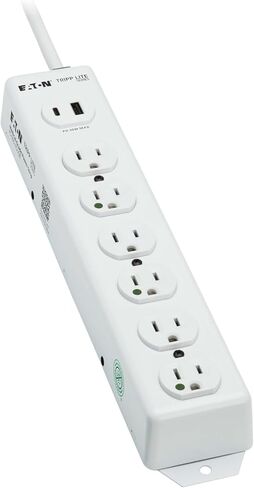 Tripp Lite Eaton Medical Hospital Power Strip with 2 USB Charging Ports, 6 Outlets + 2ft Cord, UL 1363 Certified Power Strip, Wall & Under-Desk Mount, Lifetime Manufacturer's Warranty (PS-602-HGUSB) in Kuwait