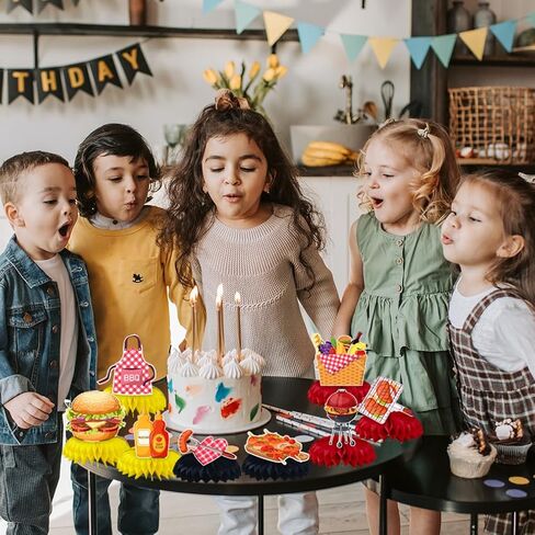 8PCS BBQ Honeycomb Centerpieces,BBQ Centerpiece for Table Birthday Party Decorations colour Table Topper Centerpiece Birthday Baby Shower Party Decor in Saudi Arabia