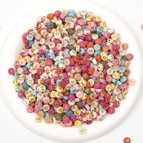 1000pcs 4x7mm خطاب جولة حبات الاكريليك الأبيض مع الحروف الفضية الأبجدية لتصنيع المجوهرات أساور الصداقة (فضية بيضاء) in Kuwait
