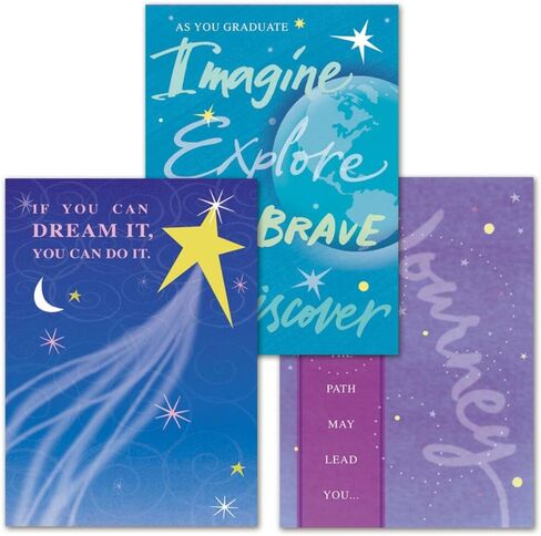 Current Inspire Congrats Graduation Cards, Set of 6 (3 Designs), 5 x 7 Inches, Assorted Congratulations Greeting Card Set, Envelopes Included in Saudi Arabia