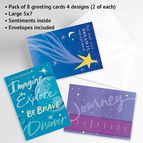 Current Inspire Congrats Graduation Cards, Set of 6 (3 Designs), 5 x 7 Inches, Assorted Congratulations Greeting Card Set, Envelopes Included in Saudi Arabia