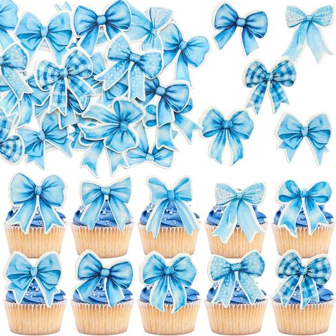 Gyufise 50pcs Edible Purple Bowknot Cupcake Topcake Topcake Wefer Paper Bowknot Cake Dessert تختار استحمام الطفل الأميرة كب كيك لأقبعات العاصفة لإشراك حفلات عيد الميلاد in Kuwait