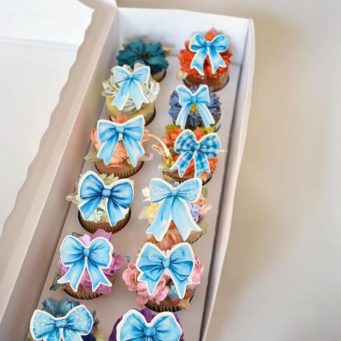 Gyufise 50pcs Edible Purple Bowknot Cupcake Topcake Topcake Wefer Paper Bowknot Cake Dessert تختار استحمام الطفل الأميرة كب كيك لأقبعات العاصفة لإشراك حفلات عيد الميلاد in Kuwait