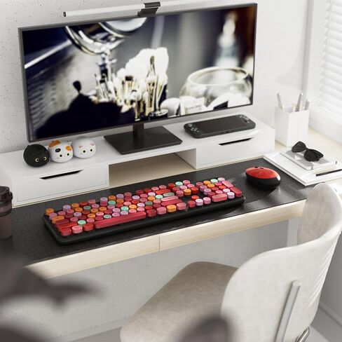 x UBOTIE Colorful Wireless Keyboard and Mouse Combo, Full-Sized Office Keyboard with Typewriter Flexible Keys, 2.4GHz Dropout-Free Connection, Optical Mouse for PC Laptop(Purple Colorful) in Saudi Arabia