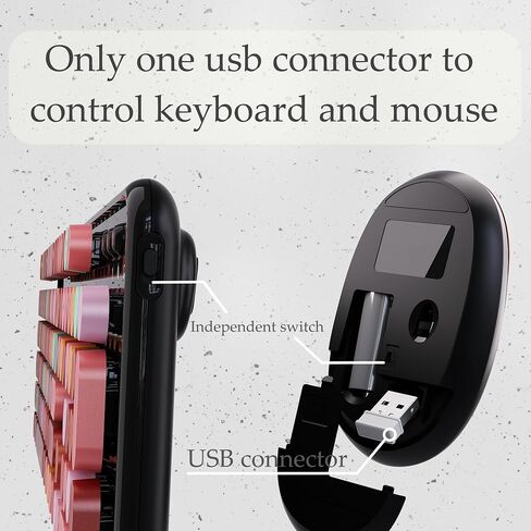 x UBOTIE Colorful Wireless Keyboard and Mouse Combo, Full-Sized Office Keyboard with Typewriter Flexible Keys, 2.4GHz Dropout-Free Connection, Optical Mouse for PC Laptop(Purple Colorful) in Saudi Arabia