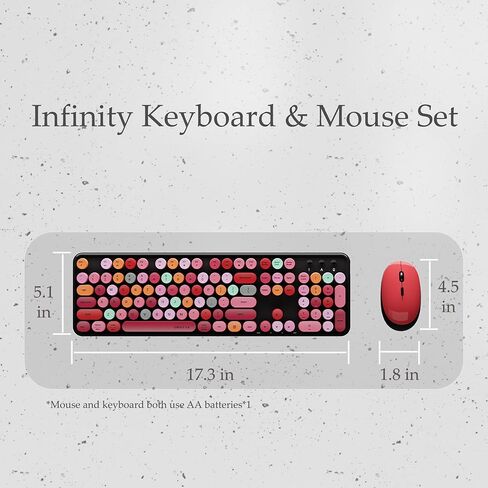 x UBOTIE Colorful Wireless Keyboard and Mouse Combo, Full-Sized Office Keyboard with Typewriter Flexible Keys, 2.4GHz Dropout-Free Connection, Optical Mouse for PC Laptop(Purple Colorful) in Saudi Arabia