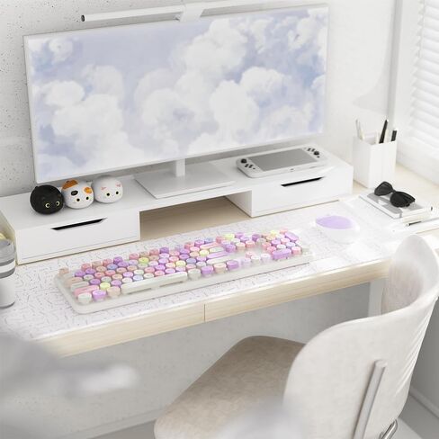 x UBOTIE Colorful Wireless Keyboard and Mouse Combo, Full-Sized Office Keyboard with Typewriter Flexible Keys, 2.4GHz Dropout-Free Connection, Optical Mouse for PC Laptop(Purple Colorful) in Saudi Arabia