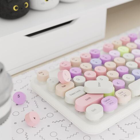 x UBOTIE Colorful Wireless Keyboard and Mouse Combo, Full-Sized Office Keyboard with Typewriter Flexible Keys, 2.4GHz Dropout-Free Connection, Optical Mouse for PC Laptop(Purple Colorful) in Saudi Arabia
