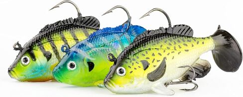Sunrise Angler Fishing Lures, Pre-Rigged Soft Swimbaits | Paddle Tail |Flanged Tail |Bluegill in Kuwait