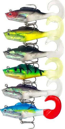 Sunrise Angler Fishing Fishing ، swimbaits الناعمة المسبقة | ذيل مجداف | ذيل مشدود | بلوجل in Kuwait