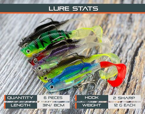 Sunrise Angler Fishing Fishing ، swimbaits الناعمة المسبقة | ذيل مجداف | ذيل مشدود | بلوجل in Kuwait