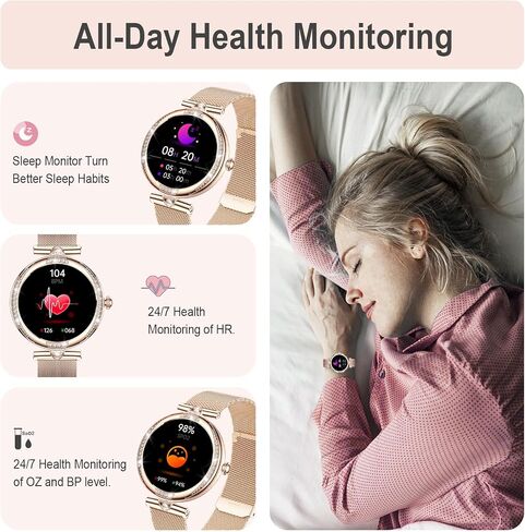 GADIXY Smart Watches for Women(Make/Answer Call) with Diamond:1.1" AMOLED Fitness Tracker for Heart Rate/Blood Pressure/SpO2/Sleep Monitor,Digital Running Women Smart Watch for Android/iOS in Saudi Arabia