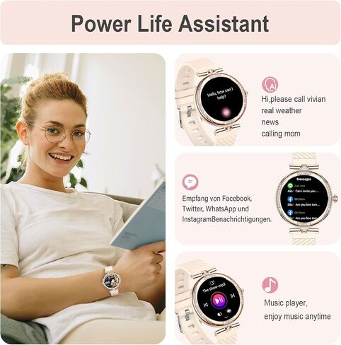 GADIXY Smart Watches for Women(Make/Answer Call) with Diamond:1.1" AMOLED Fitness Tracker for Heart Rate/Blood Pressure/SpO2/Sleep Monitor,Digital Running Women Smart Watch for Android/iOS in Saudi Arabia