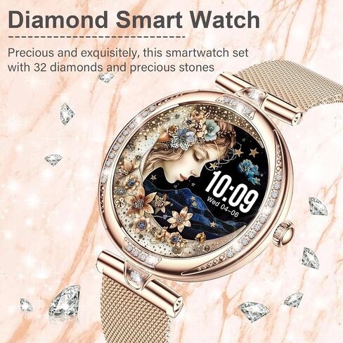 GADIXY Smart Watches for Women(Make/Answer Call) with Diamond:1.1" AMOLED Fitness Tracker for Heart Rate/Blood Pressure/SpO2/Sleep Monitor,Digital Running Women Smart Watch for Android/iOS in Saudi Arabia