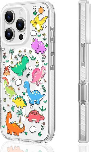 Cute Phone Case for iPhone 16 Compatible with Magsafe, Magnetic Accessories Support, Shockproof Clear Protective Cover for Women Men Boys Girls,Dinosaur Design 6.1" in Saudi Arabia
