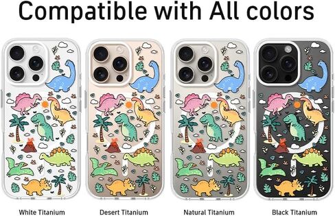 Cute Phone Case for iPhone 16 Compatible with Magsafe, Magnetic Accessories Support, Shockproof Clear Protective Cover for Women Men Boys Girls,Dinosaur Design 6.1" in Saudi Arabia
