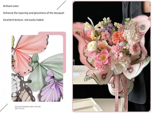 Xizhi 20 Sheets Brooffly Butterfly Flower Buequet Paper Flower Flower Wapping Paperging Wraps Floral Flor Platistments for Valentine's Day Mother's Wedding (White+Black) in Saudi Arabia