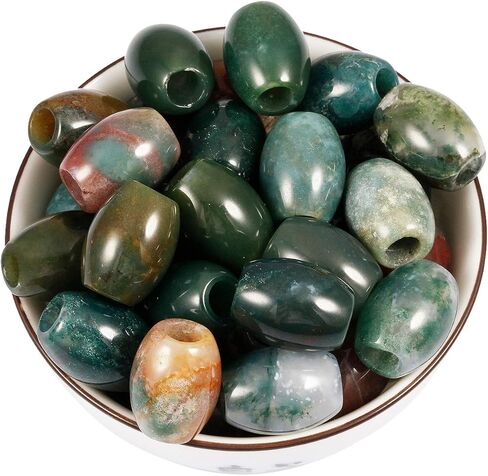 Nupuyai Pack of 30 Barrel Large Hole Beads for Jewelry Making, Polished Rondelle Stone Macrame Beads fit Charms Bracelet, Indian Agate in Saudi Arabia