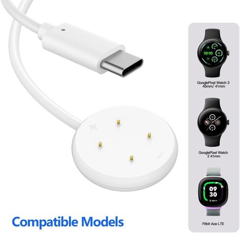 TUCANA [2PCS] Type-C Charger Compatible for Google Pixel Watch2, Google Pixel Watch 3, Type-C Cable for Pixel Watch 2/Pixel Watch3, Black, Pack of 2 in Kuwait