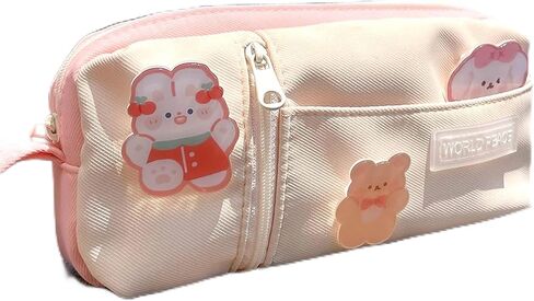 LaurelTree Kawaii Aesthetic Cute Pencil Case Bag with 3pcs Pins Large Capacity Stationery Pouch Box Holder Organizer Office College School Adults Students Teens Girls Boys (Pink)… in Saudi Arabia