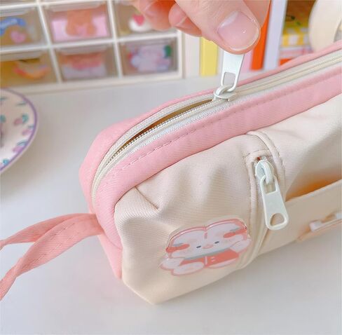 LaurelTree Kawaii Aesthetic Cute Pencil Case Bag with 3pcs Pins Large Capacity Stationery Pouch Box Holder Organizer Office College School Adults Students Teens Girls Boys (Pink)… in Saudi Arabia