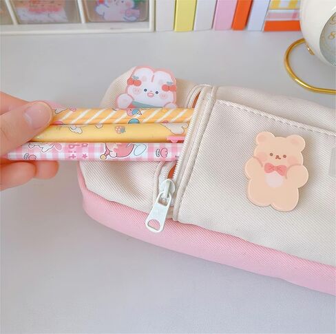 LaurelTree Kawaii Aesthetic Cute Pencil Case Bag with 3pcs Pins Large Capacity Stationery Pouch Box Holder Organizer Office College School Adults Students Teens Girls Boys (Pink)… in Saudi Arabia