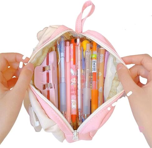 LaurelTree Kawaii Aesthetic Cute Pencil Case Bag with 3pcs Pins Large Capacity Stationery Pouch Box Holder Organizer Office College School Adults Students Teens Girls Boys (Pink)… in Saudi Arabia