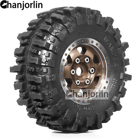 1/24 1/18 إطارات زاحف RC وعجلات Beadlock RIMS إزاحة -2.5 مم 1.0 Super Super Tofer Terrain Rock Tires OD 55mm for 1:24 1:18 Car Axial SCX24 FMS AX24 FCX18 FCX24 TRX4M 4PCS (Bronze) in Kuwait