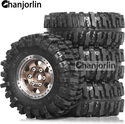 1/24 1/18 إطارات زاحف RC وعجلات Beadlock RIMS إزاحة -2.5 مم 1.0 Super Super Tofer Terrain Rock Tires OD 55mm for 1:24 1:18 Car Axial SCX24 FMS AX24 FCX18 FCX24 TRX4M 4PCS (Bronze) in Kuwait