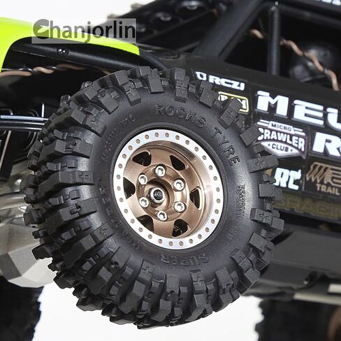 1/24 1/18 إطارات زاحف RC وعجلات Beadlock RIMS إزاحة -2.5 مم 1.0 Super Super Tofer Terrain Rock Tires OD 55mm for 1:24 1:18 Car Axial SCX24 FMS AX24 FCX18 FCX24 TRX4M 4PCS (Bronze) in Kuwait