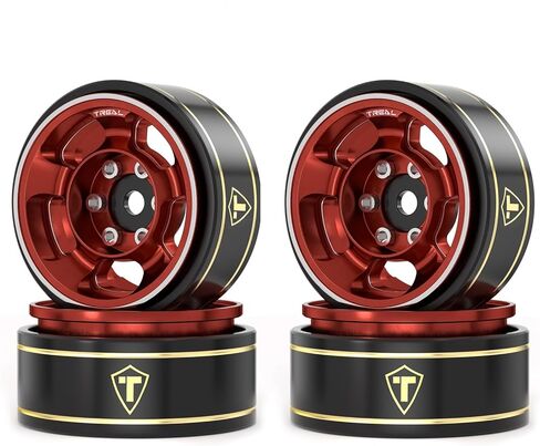 TREAL 1.0 Aluminum Beadlock Wheels Five Spoke Classic Wheel Rims Set (4P) for 1/24 RC SCX24 FCX24 TRX4M-Type G(Purple) in Kuwait