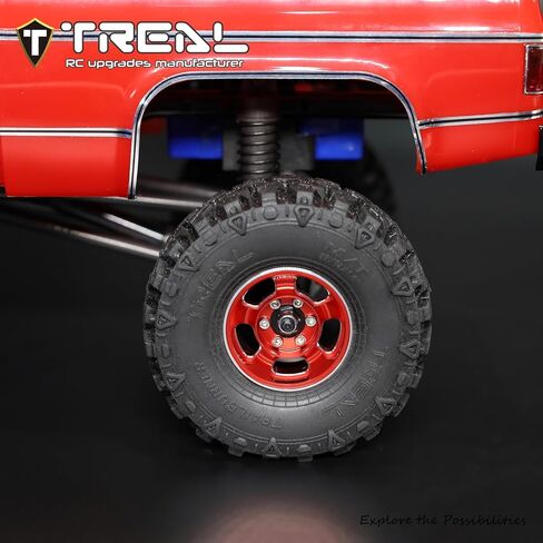 TREAL 1.0 Aluminum Beadlock Wheels Five Spoke Classic Wheel Rims Set (4P) for 1/24 RC SCX24 FCX24 TRX4M-Type G(Purple) in Kuwait