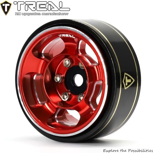 TREAL 1.0 Aluminum Beadlock Wheels Five Spoke Classic Wheel Rims Set (4P) for 1/24 RC SCX24 FCX24 TRX4M-Type G(Purple) in Kuwait