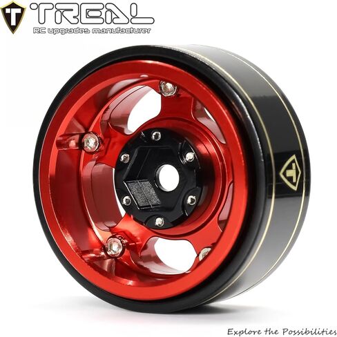 TREAL 1.0 Aluminum Beadlock Wheels Five Spoke Classic Wheel Rims Set (4P) for 1/24 RC SCX24 FCX24 TRX4M-Type G(Purple) in Kuwait