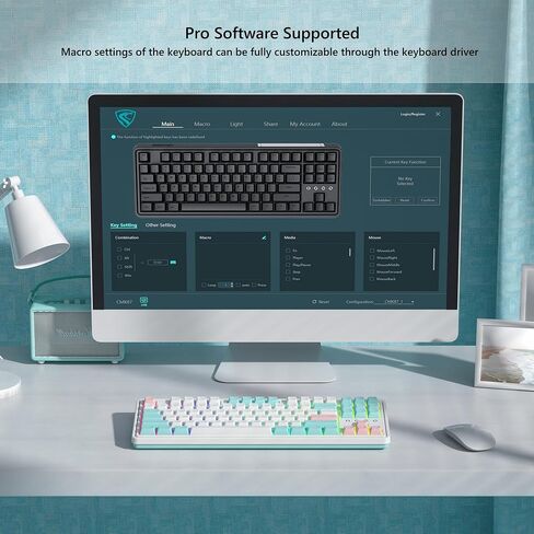 75% Keyboard, Wireless Gaming Keyboard, 3-Modes Creamy Mechanical Keyboard Hot-Swap, 87 Key RGB Keyboard with Pre-lubed Linear Switch for PC/Tablet/PS/Xbox (Pink) in Kuwait