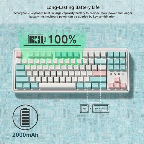 75% Keyboard, Wireless Gaming Keyboard, 3-Modes Creamy Mechanical Keyboard Hot-Swap, 87 Key RGB Keyboard with Pre-lubed Linear Switch for PC/Tablet/PS/Xbox (Pink) in Kuwait