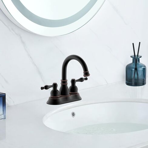 Derengge Two-Handle Bathroom Faucet,Lavatory Bathroom Sink Faucet with Overflow Pop up Drain,4 Inch Centerset Faucet,Brushed Nickel Finished,F-4501JM-BN in Kuwait